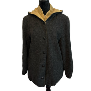 Gray Authentic Mackintosh Vestcoat w/ Zipper &‎ Button Closure & Hood in Size 10
